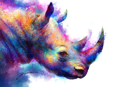 Color splash - Rhinoceros | Painter style